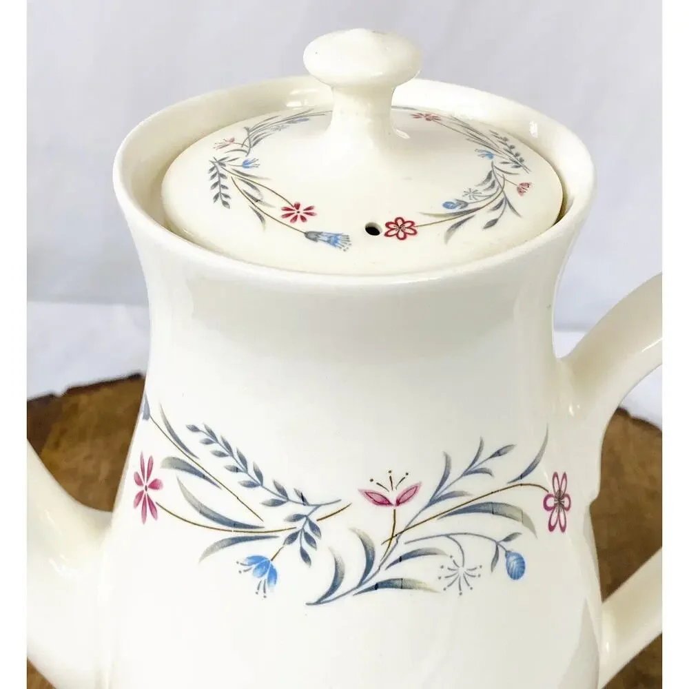 Vintage Chalet Coffee Pot Floral Ceramic Japan Oven Detergent Proof